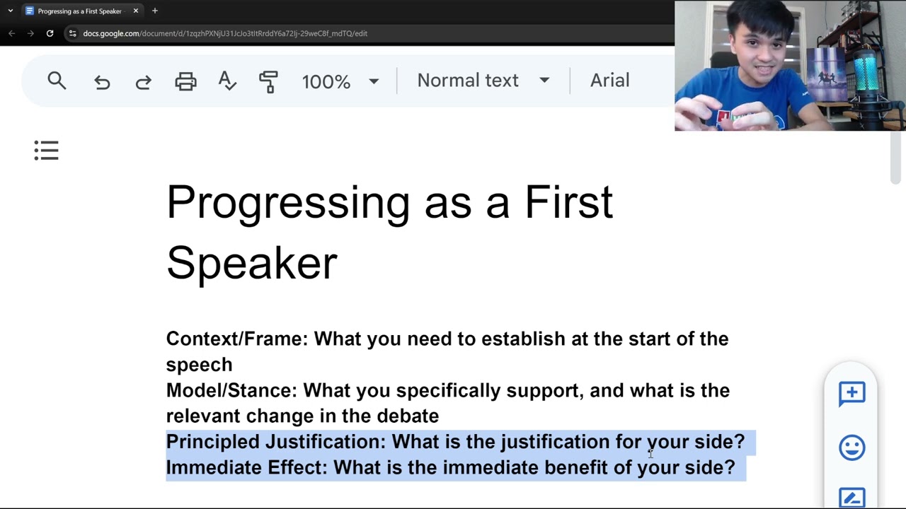 Progressing as a First Speaker