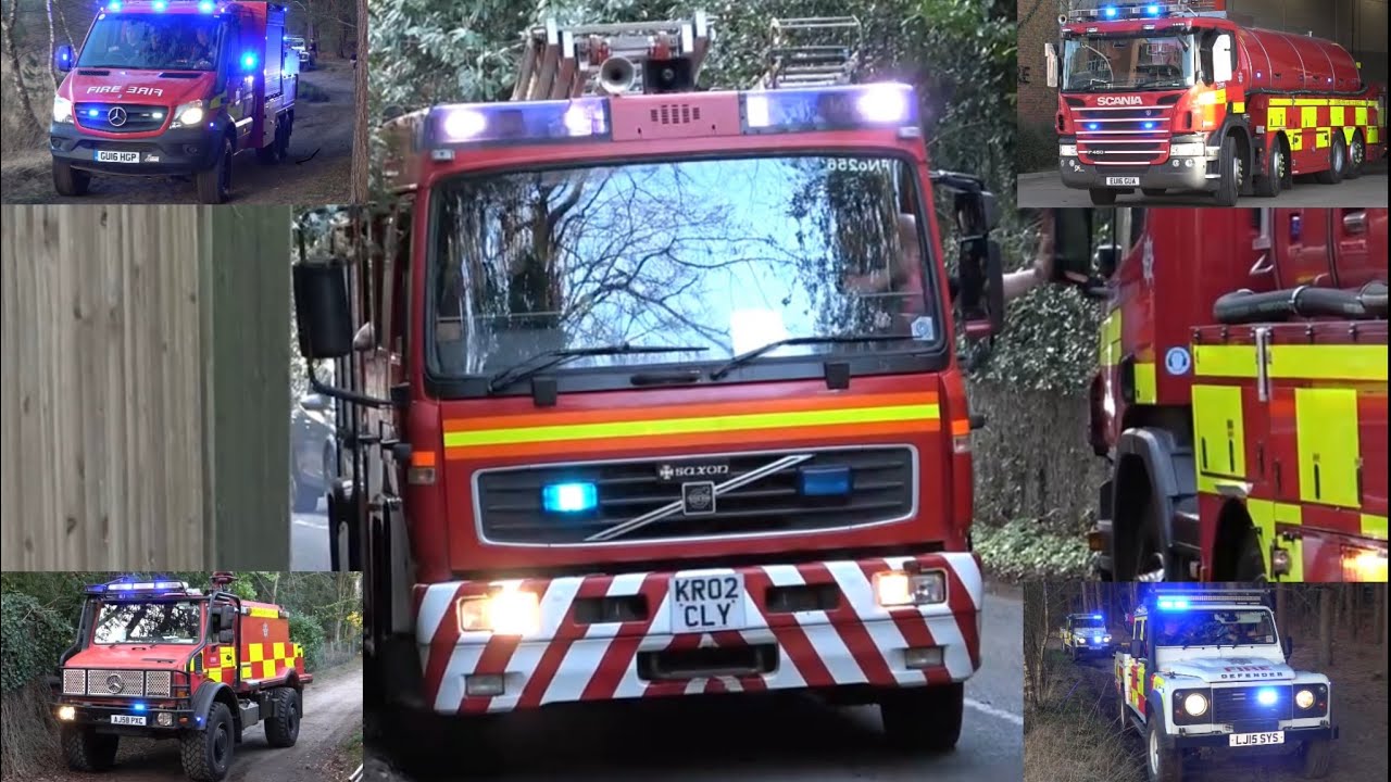 Large fire & rescue service response to Wildfire at Frensham Common in Surrey.
