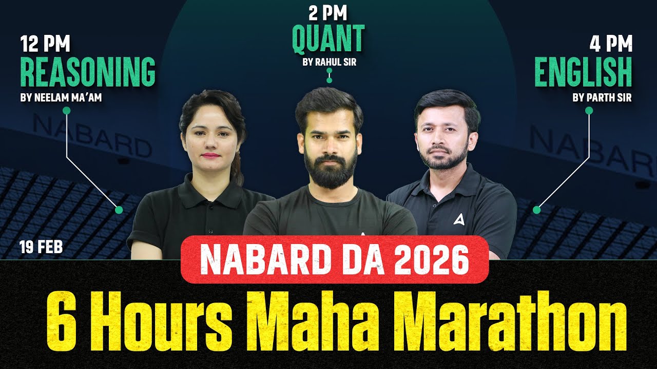 NABARD DA 2026 | 6 Hours Maha Marathon 🔴 | Reasoning, Quant & English Complete Revision