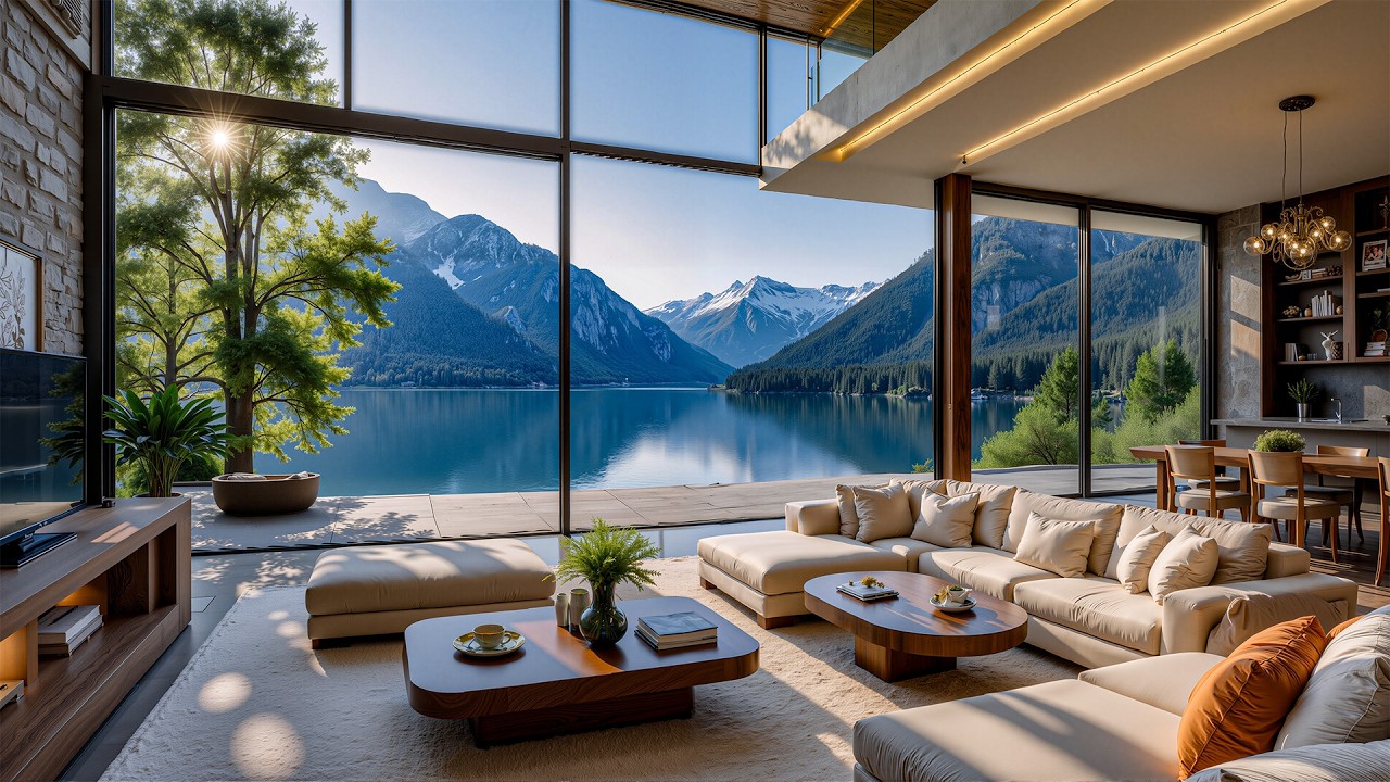 Sweet Jazz Melodies In A Cozy Luxury Apartment - Warm Jazz Music And A Spring Lake View