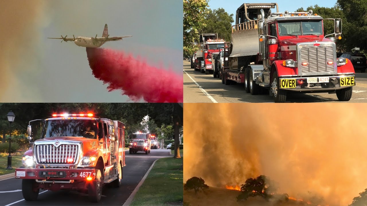 CAL FIRE and Fire Engines Responding to a Massive 1,000+ Acre Wildfire in Sunol - 'Little Fire'