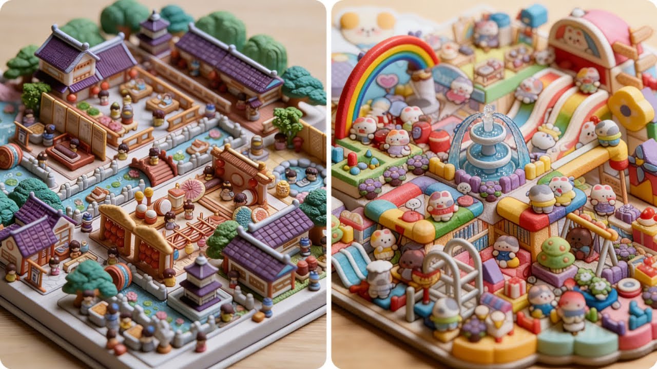 ASMR‖ Scene Sticker‖ Town Jiangnan➕Indoor Amusement Park DIY