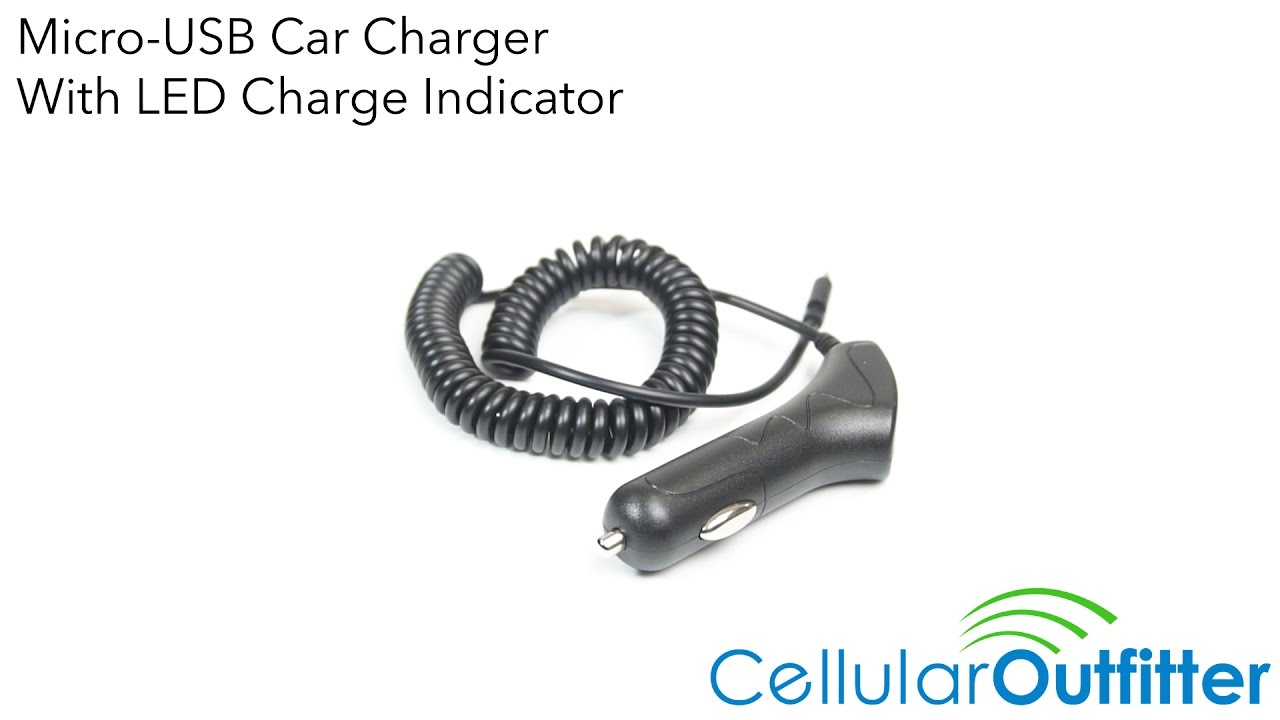 Micro-USB Car Charger,  with LED charge indicator | CellularOutfitter.com