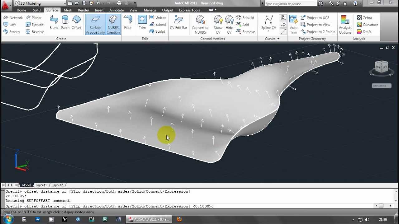 AutoCad 3D Surface Modelling by Network (DustPan)