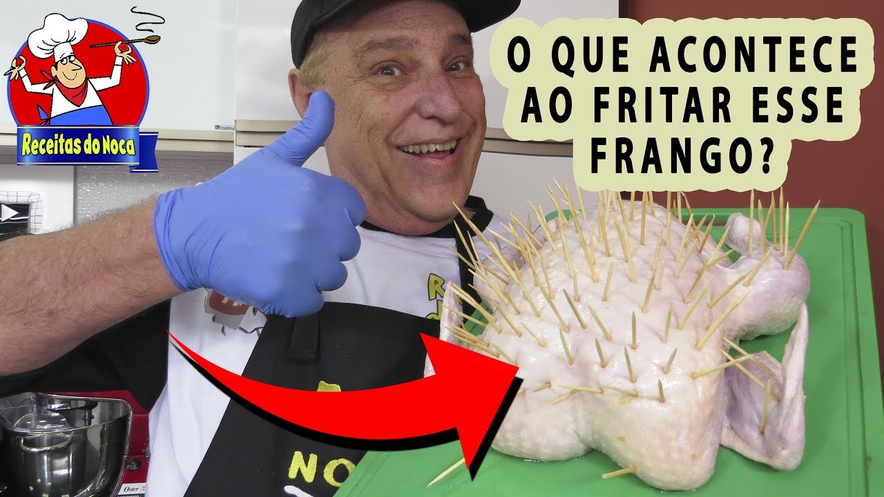 Fritei um FRANGO INTEIRO sem cortar pedaços