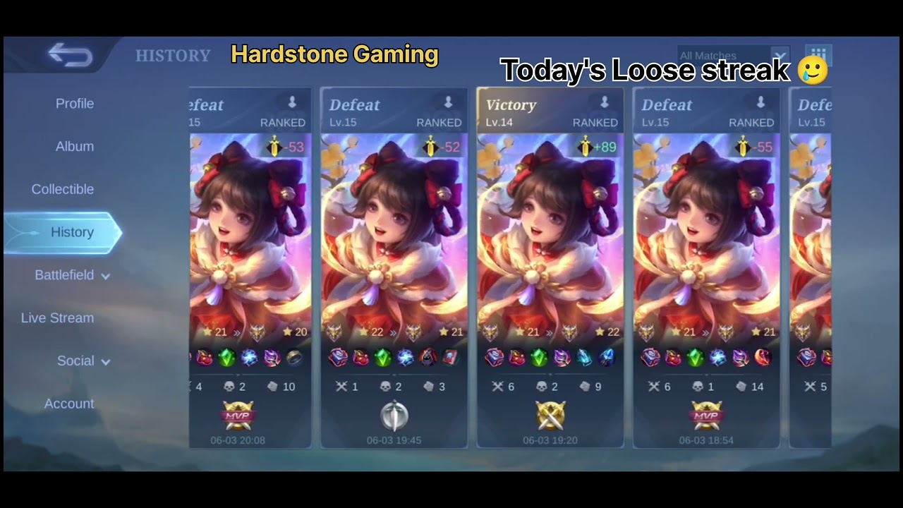 Today's loose streak | MLBB | Mobile legends bang bang💥💥 | hardstone gaming🎮