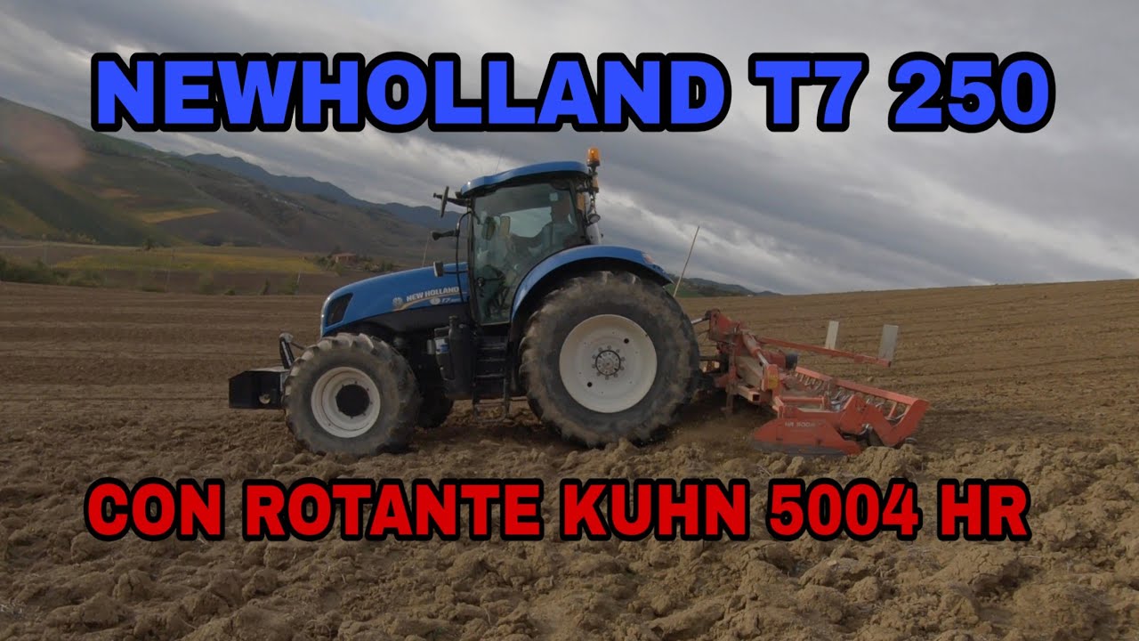 NEWHOLLAND T7 250 con erpice rotante KUHN 5004HR in COLLINA