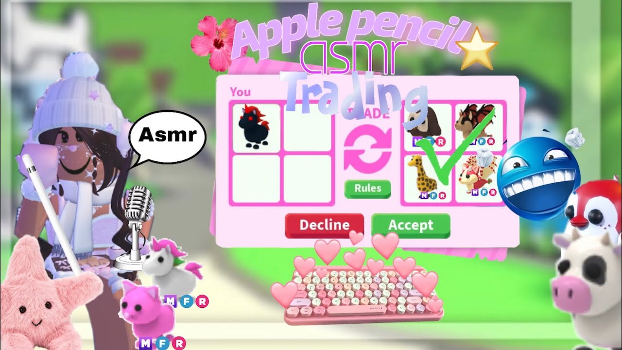 ASMR ADOPT ME TRADING! ( success 😚✨🍦)  WITH PENCIL TAPPING ASMR AND MUSIC! 🧁🫧🍭