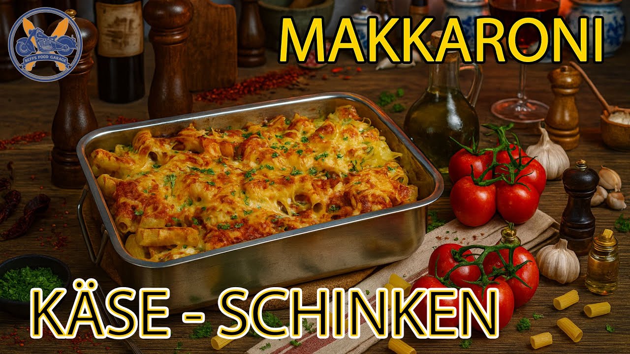 Makkaroni Käse-Schinken Auflauf mit selbst geräuchertem Schinken