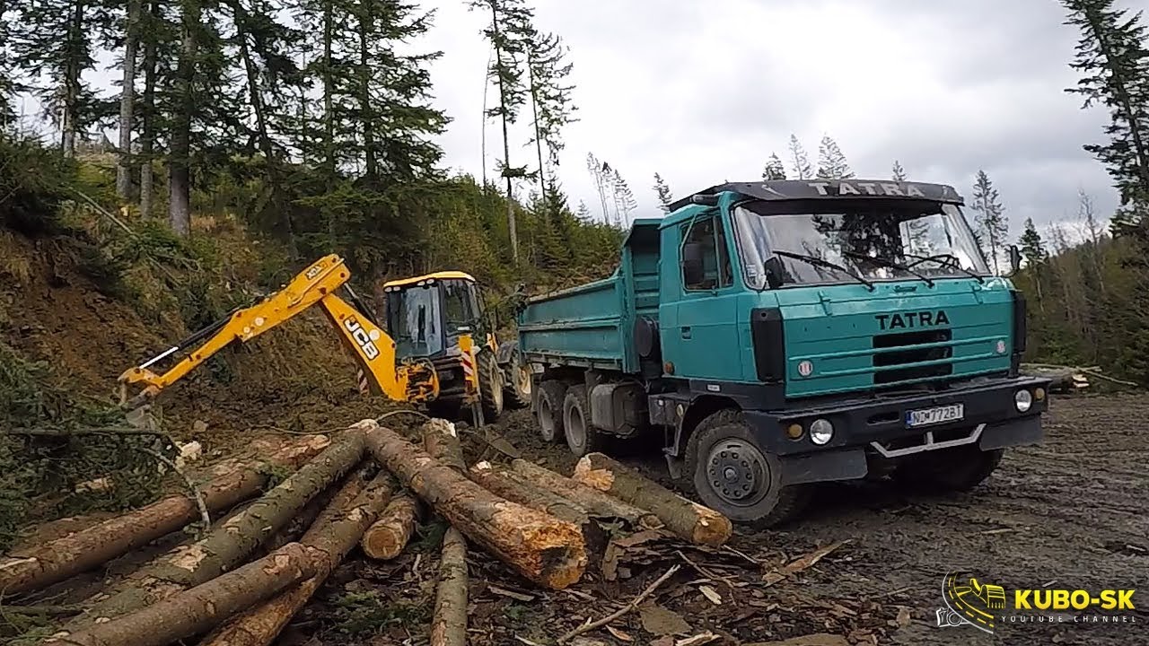JCB 4CX backhoe | TATRA 815 truck | Work in forest