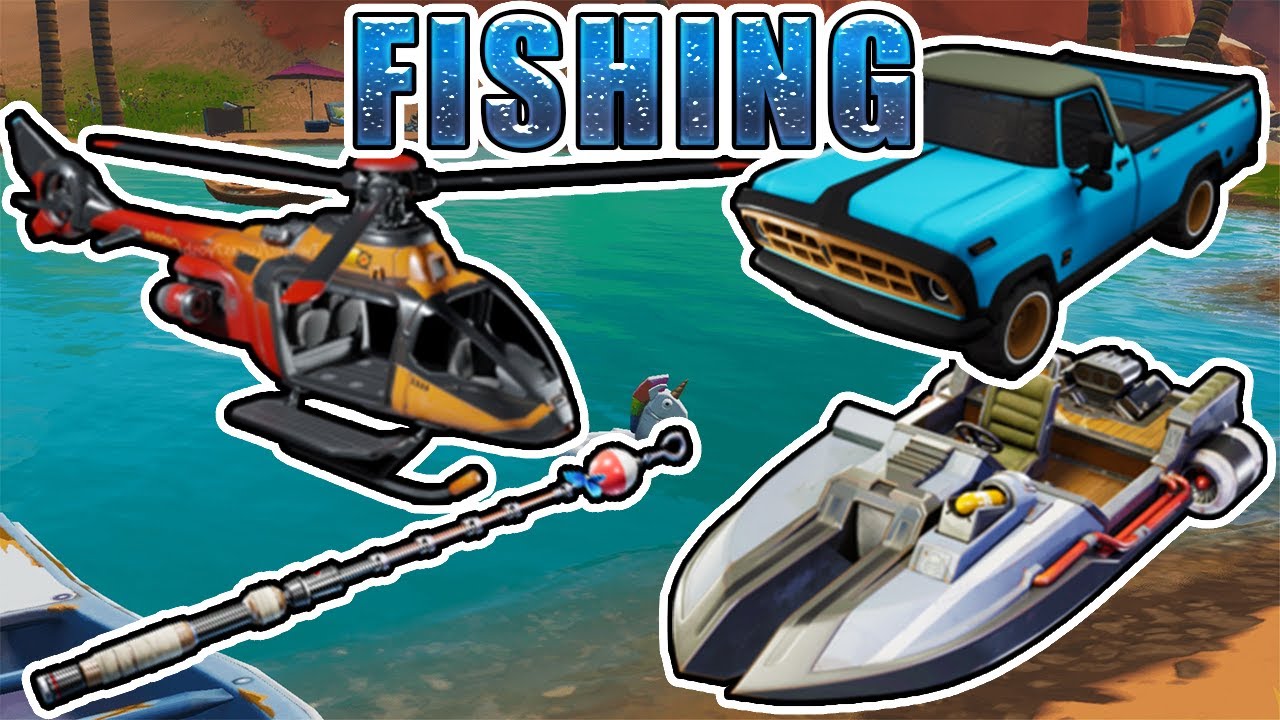 FISH FOR ITEMS FROM A MOTORBOAT A CHOPPA AND A PICKUP TRUCK BED IN A SINGLE MATCH | Fortnite