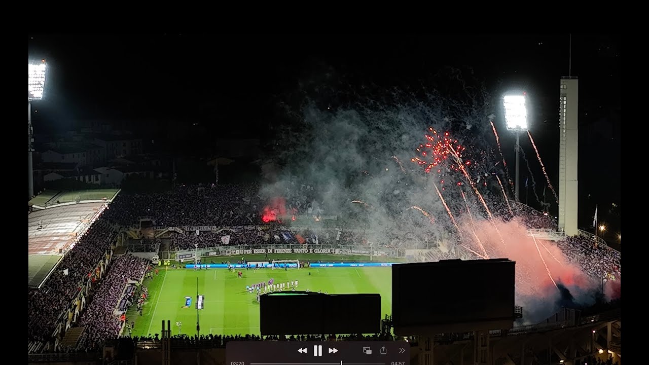 Fiorentina Basilea - video della coreografia con bandiere e fuochi d'artificio realizzato con drone!