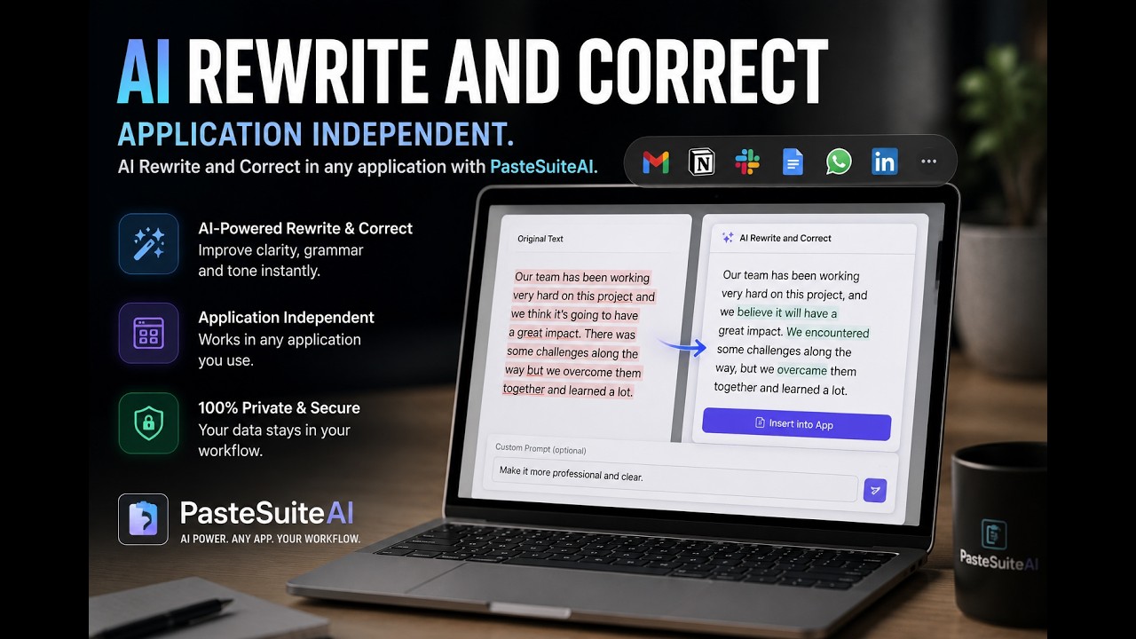 Rewrite & Correct Text with AI in Any Application