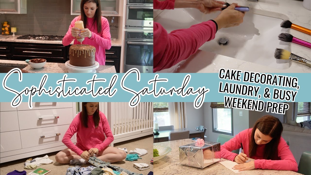 BUSY DAY AT HOME WITH ME // Cake Decorating, Laundry Day, Cleaning Makeup Brushes, & More!
