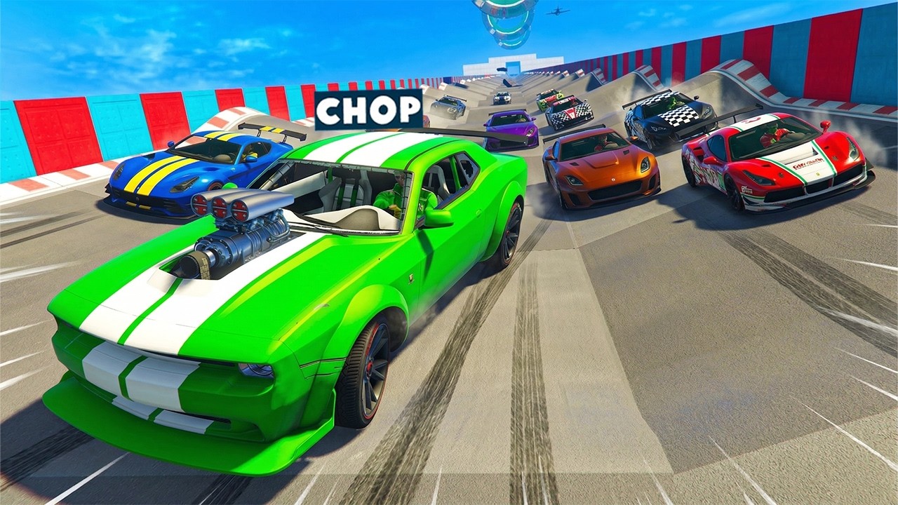 GTA 5 CHOP AND FROSTY PLAY THE BOOSTED MEGA RAMP