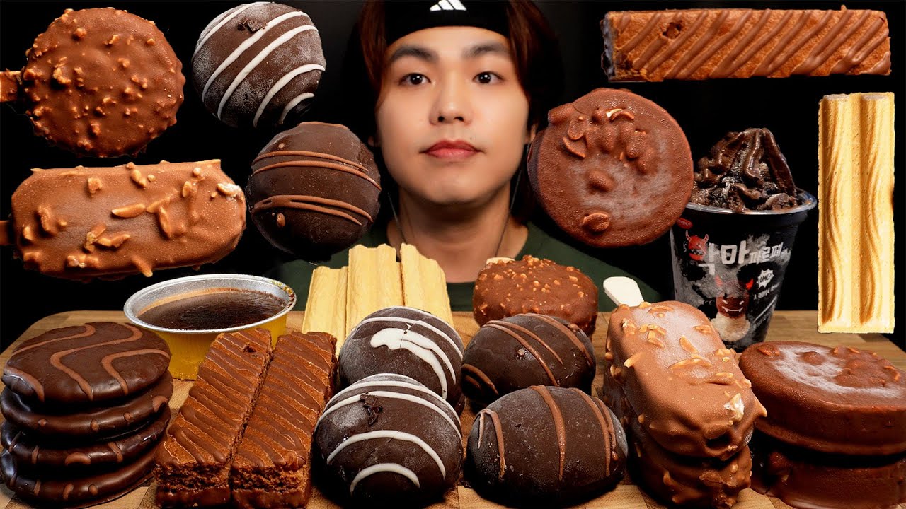 ASMR 초콜릿러버의 초코 디저트파티!🍫초코아이스크림 초코과자 요거꿀떡 초코파르페 초코시럽 매그넘 아이스크림까지 당분섭취 완료! 【한국어 자막】MUKBANG