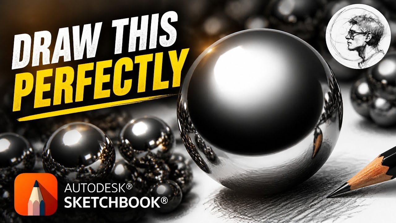 How to DRAW a Metallic Sphere in Sketchbook Pro (Step by Step)!