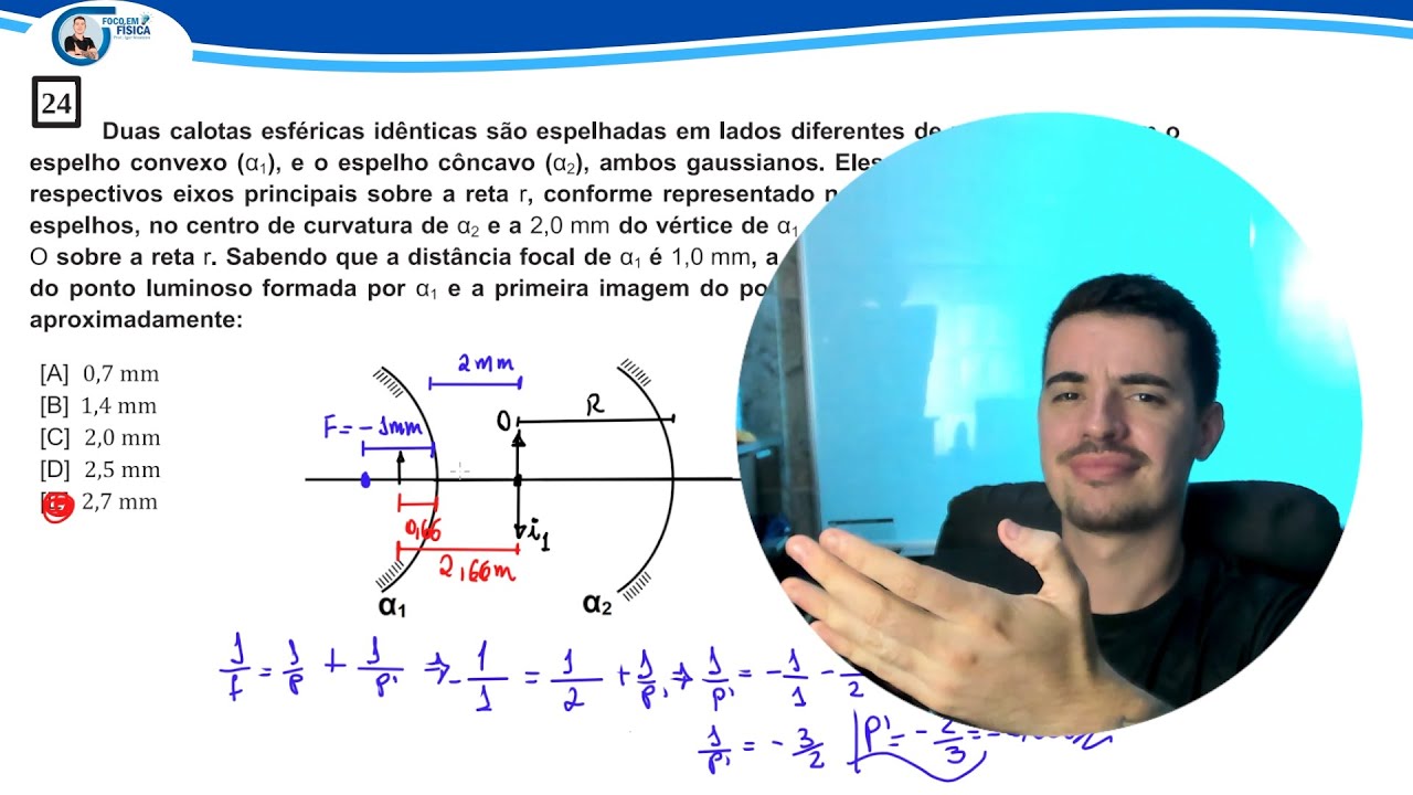 EsPCEx  2024| Questão 24- Duas calotas esféricas idênticas são espelhadas em lad ... Igor Monteiro