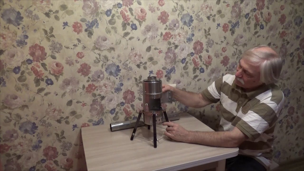 Самодельная легкая, компактная, экономная печь-щепочница в палатку для зимней рыбалки.