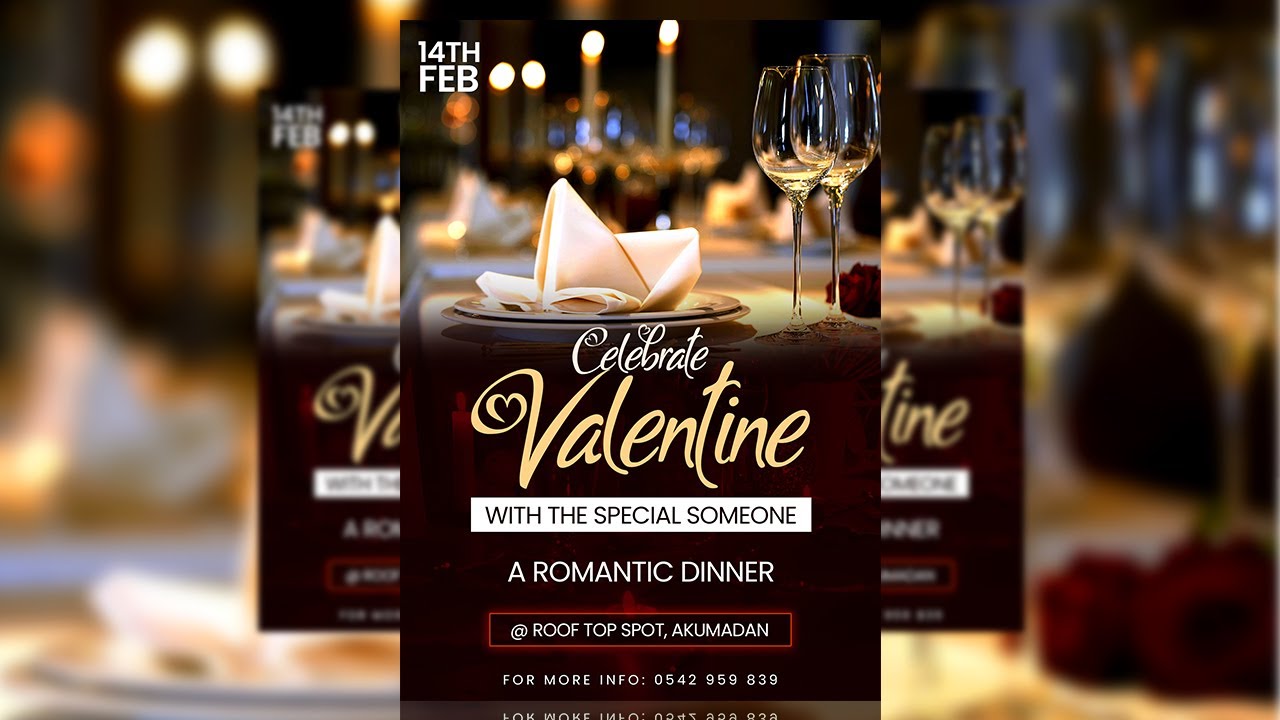 How To Design a Romantic VALENTINE'S DINNER FLYER | Photoshop Tutorial