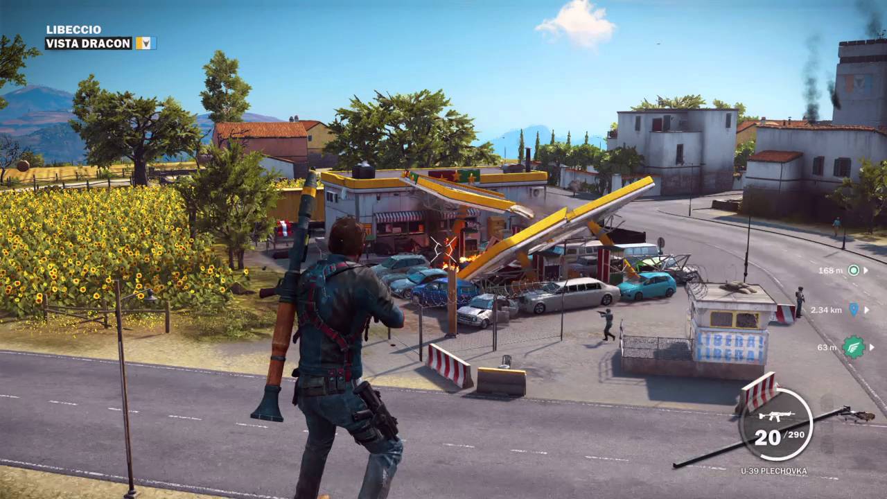 Just Cause 3 Massive explosion funny gas station 25 cars and barrels