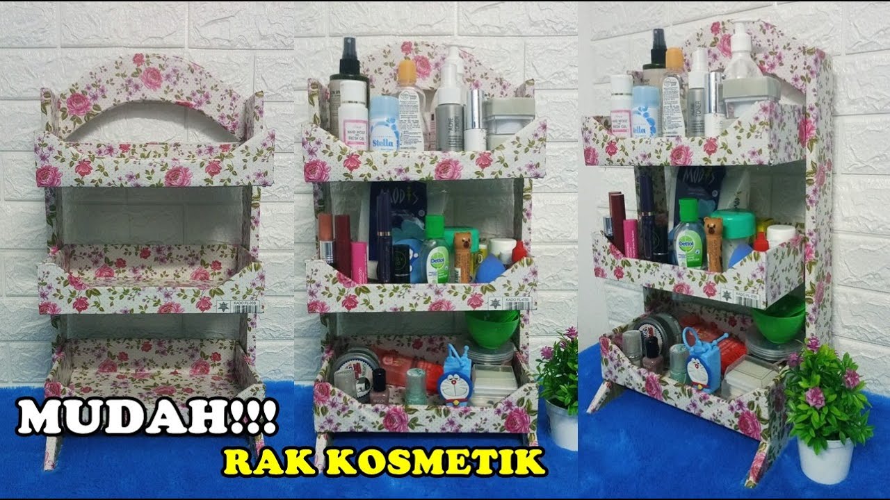 Cara Membuat Rak MAKE UP dari Kardus || rak kosmetik dari Kardus Bekas || DIY MAKE UP ORGANIZER