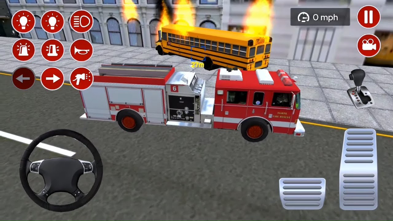 Fire Rescue on School Bus - Real Fire Truck Driving Simulator 2020 #4 - Truck Android Gameplay