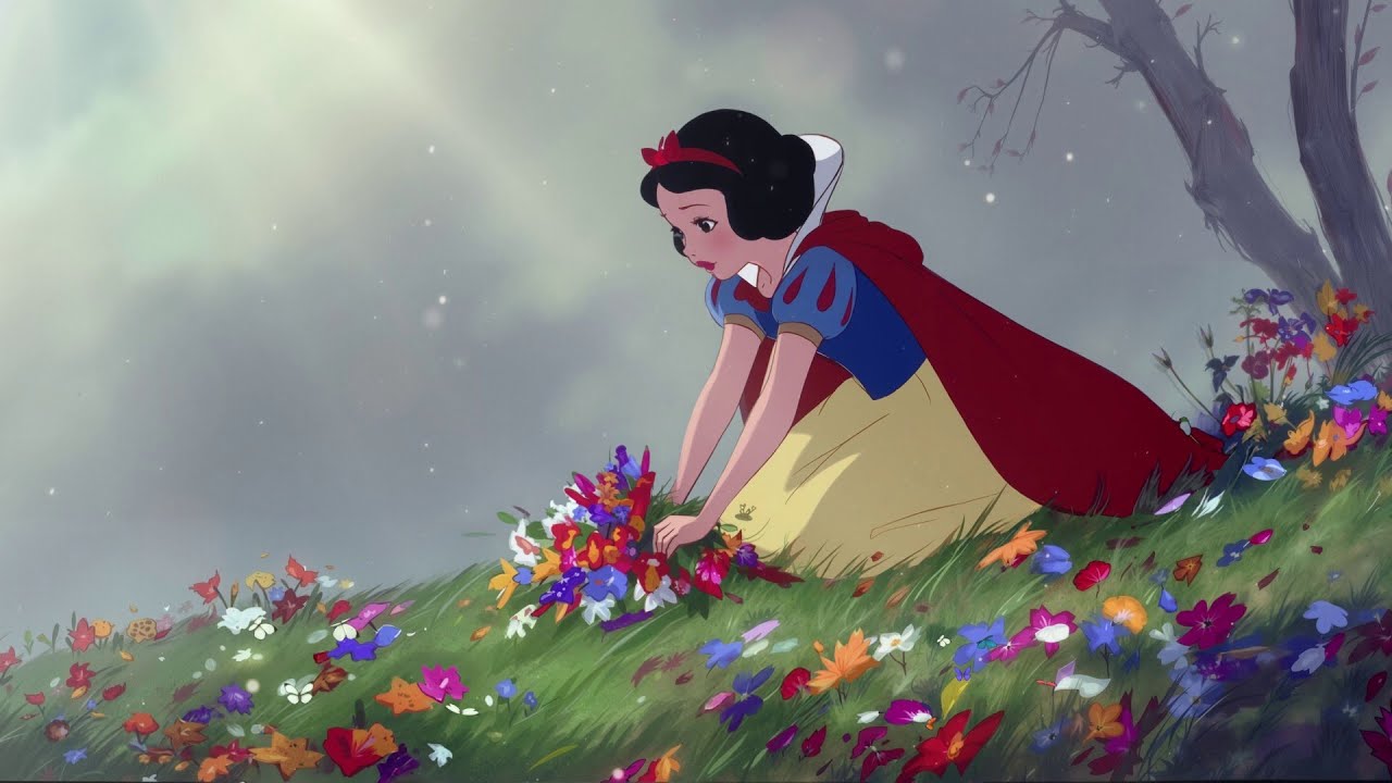 Snow White in Beautiful Flower Meadow | Gentle Piano Music for Relaxation and Focus
