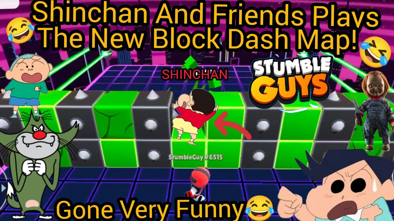 Shinchan And Friends Plays The New Impossible BLOCK DASH Map🔥 In Stumble Guys😂 Gone Very Funny🤣