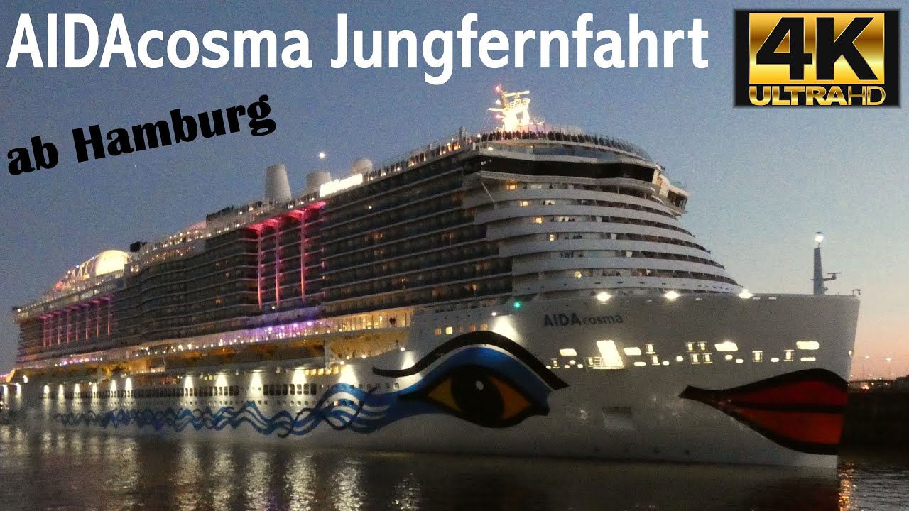 Erstes Auslaufen AIDAcosma aus Hamburg & Horn Battle mit AIDAsol - Jungfernfahrt am 26.2.22