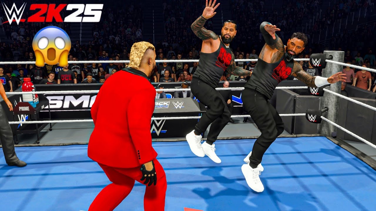 WWE 2K25 - Jey Uso and Jimmy Uso Destroys Solo Sikoa at Friday Night Smackdown | Gameplay