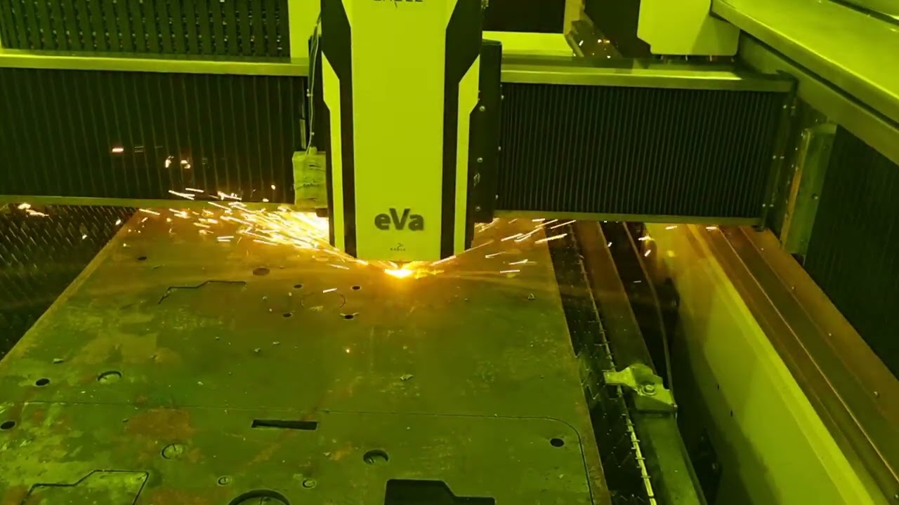 Eagle fiber laser 20kw O2 Cutting mild steel #50mm