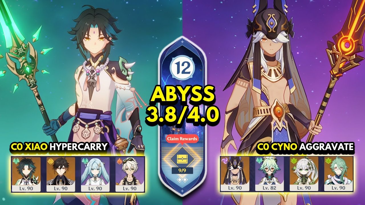C0 Xiao Hypercarry & C0 Cyno Aggravate | Spiral Abyss 3.8/4.0 Floor 12 9 Stars | Genshin Impact 4.0