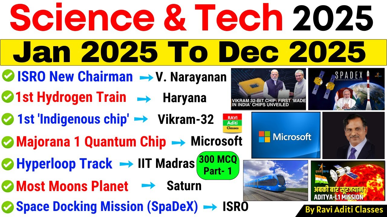 Science Current Affairs 2025 | Science Top 300 Part 1 | Science and Technology 2025 | ISRO, SPACE
