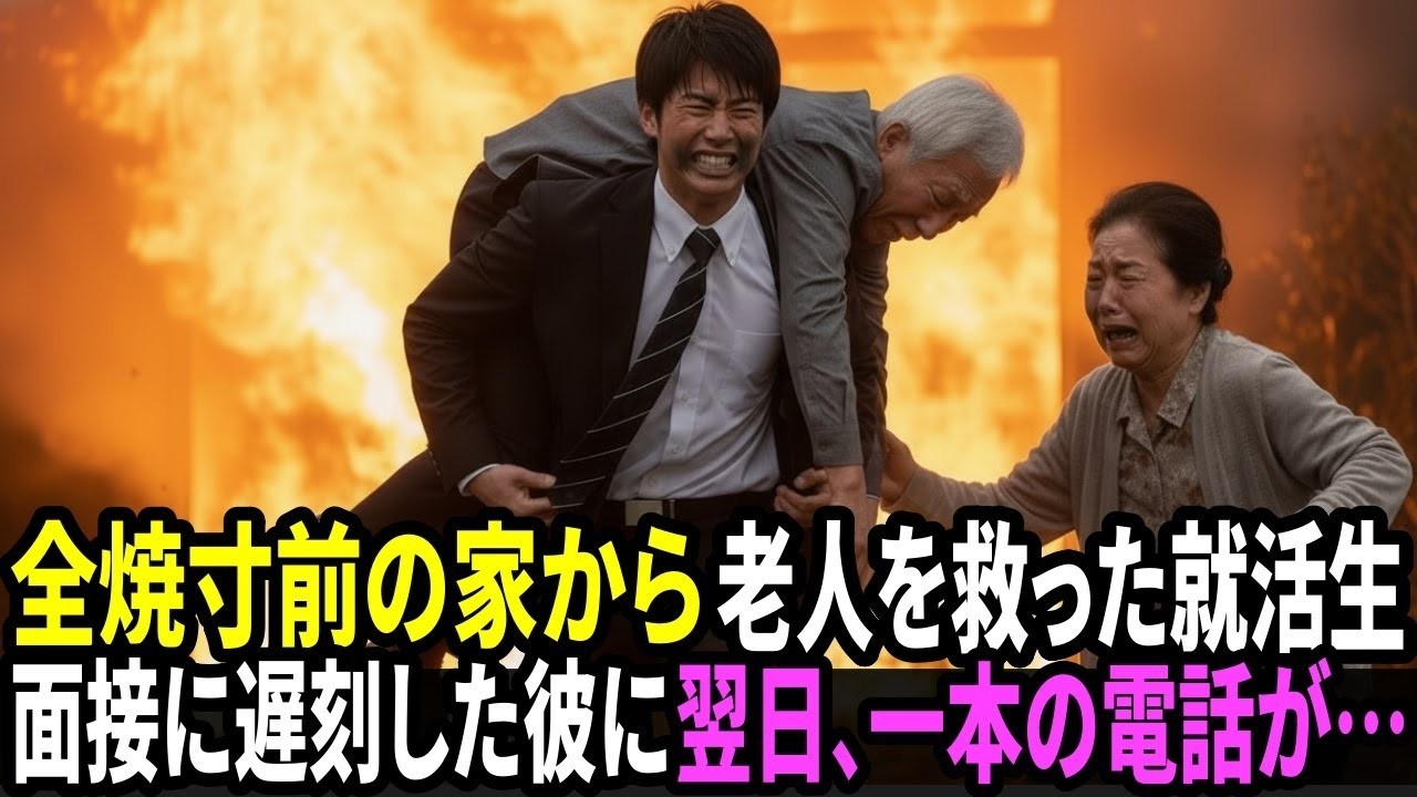 全焼寸前の家からおじいさんを救い出した貧乏な就活生。最終面接に遅れた彼を待っていた“意外すぎる結末”とは…