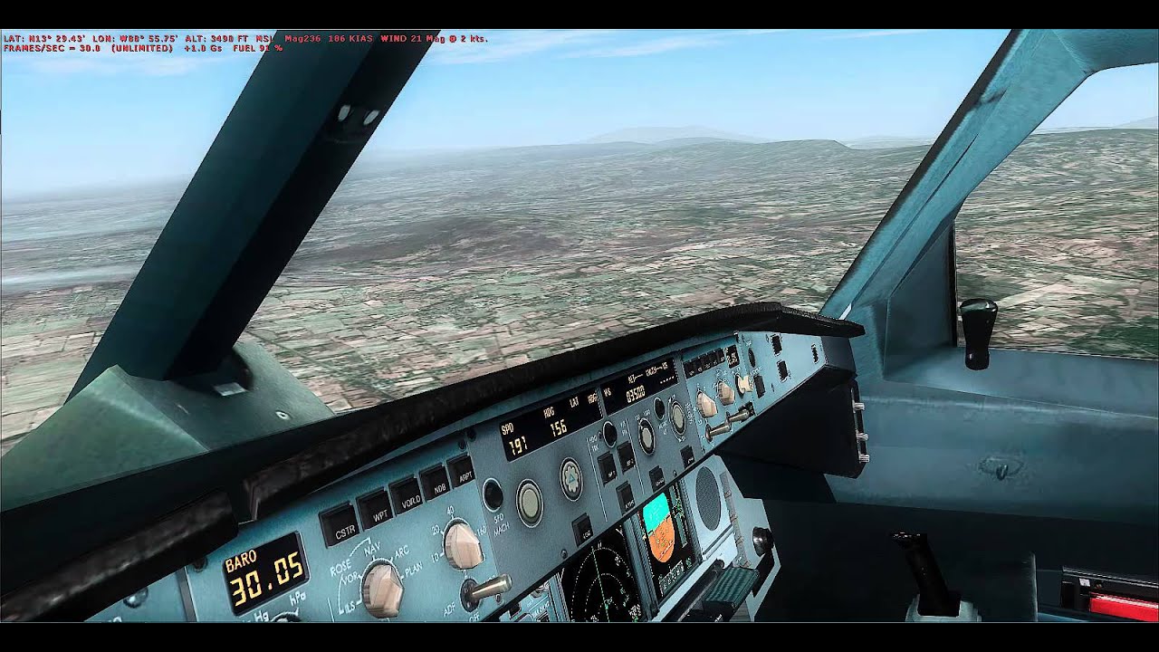 FSX WILCO AIRBUS EVOLUTION 2 A340 600 approach and landing  salvadoramazing scenery rex 4 clouds