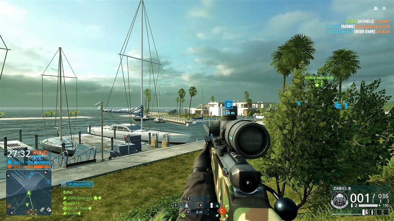 Battlefield Hardline - RIPTIDE Conquest sniper gameplay