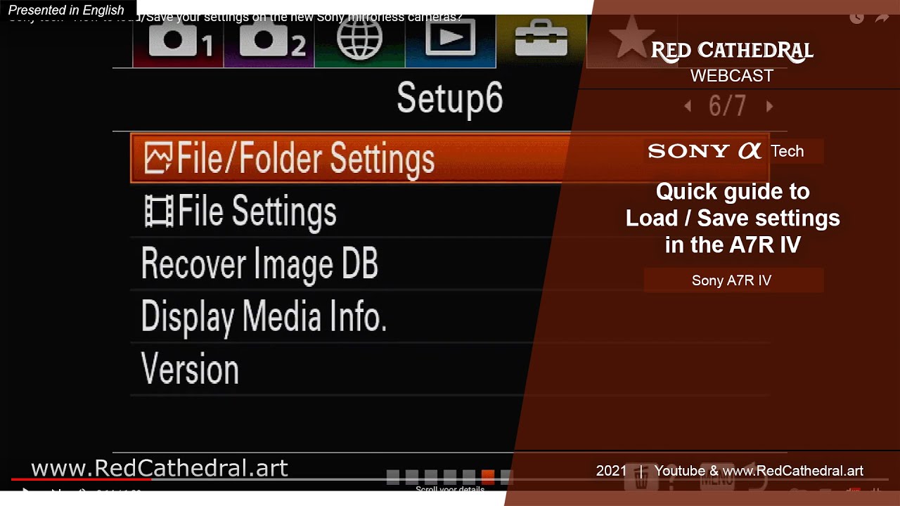 Sony tech - How to load/Save your settings on the new Sony mirrorless cameras?