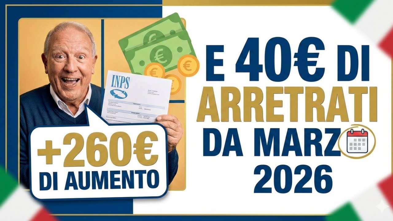 INPS Pensionati ➜ +260&euro; di Aumento e 40&euro; di Arretrati da Marzo 2026