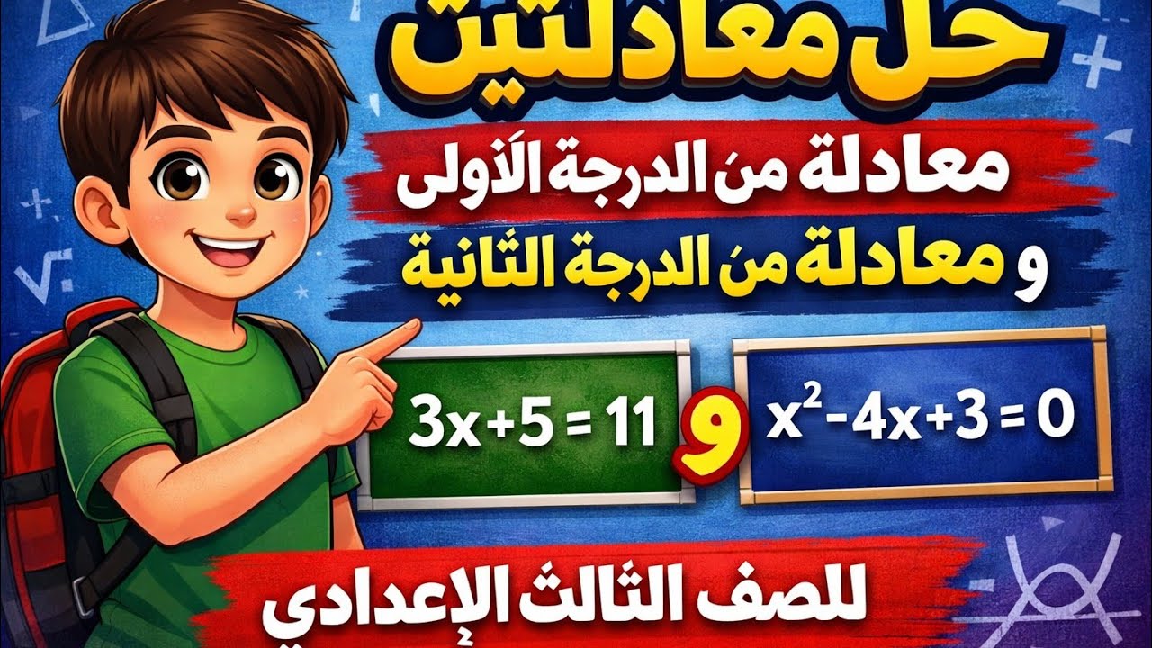 حل معادلتين احدهما من الدرجة الاولى والاخرى من الدرجة الثانية (للصف الثالث الاعدادي )