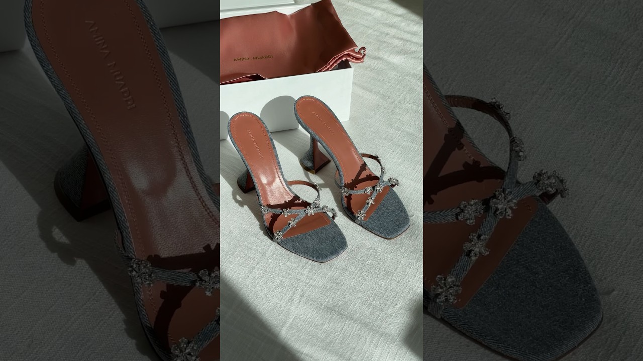 Unbox my Amina Muaddi heels with me🩵 #luxury #unboxing