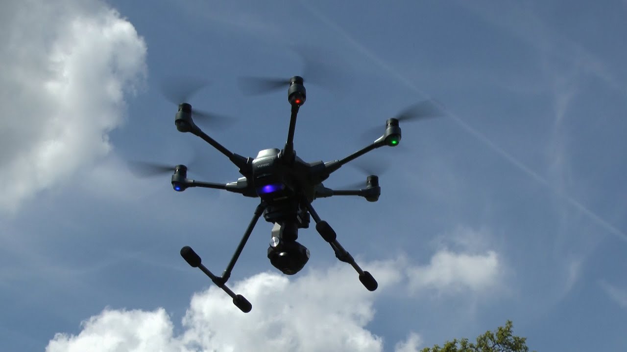 Drone Yuneec Typhoon H in deep forest out of control