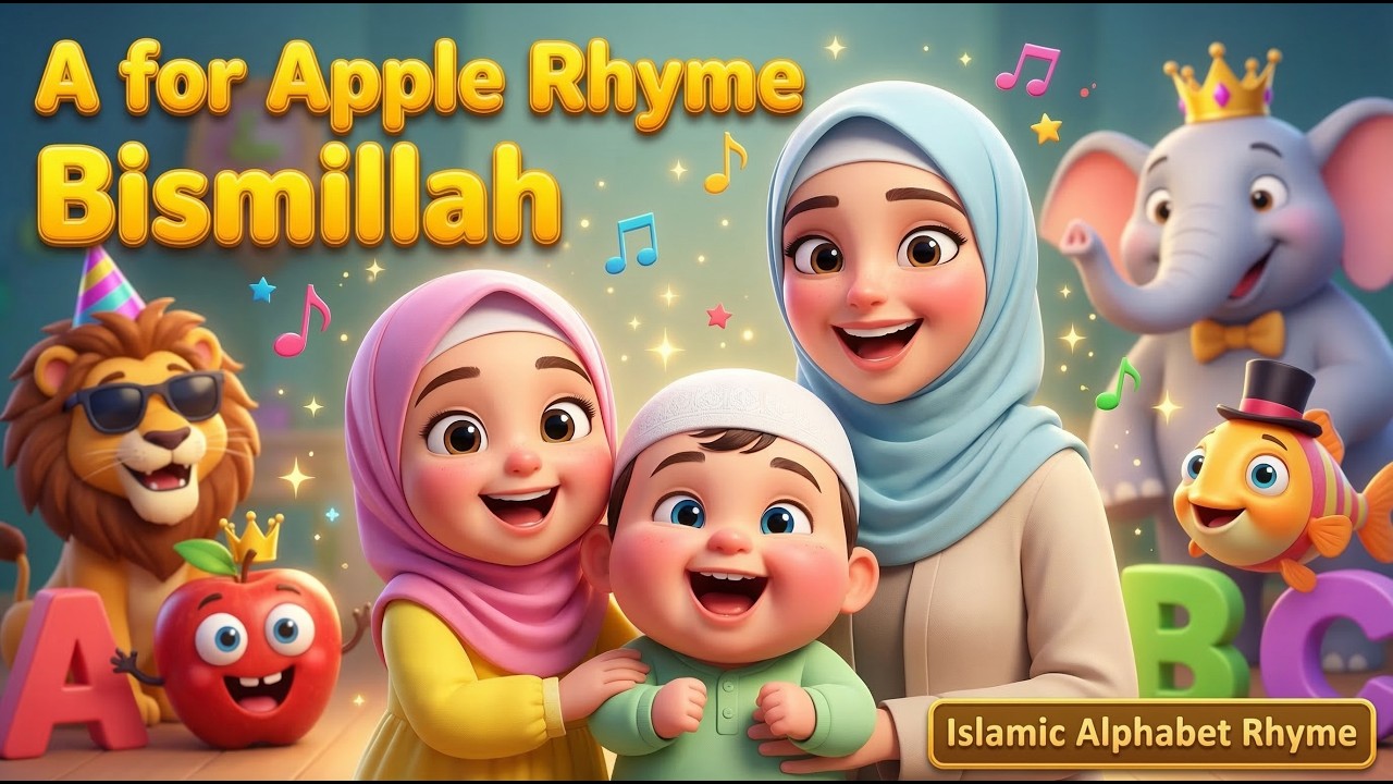 A For Apple | Islamic ABC Rhyme | Alphabets with Bismillah | Muslim Nursery Rhymes #islamicvideo