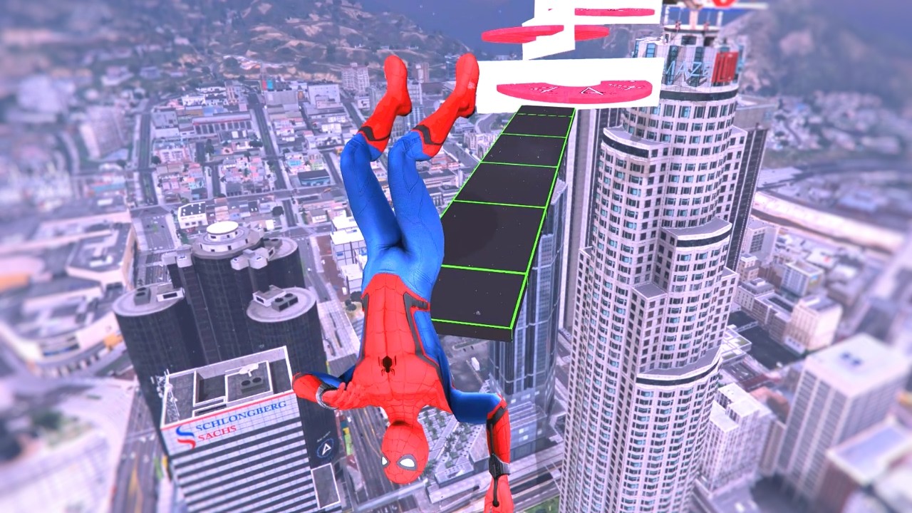 SPIDERMAN CRAZY JUMPS / FALLS (GTA 5 Spider-Man Fails) GTA V Fails Funny Moments #1