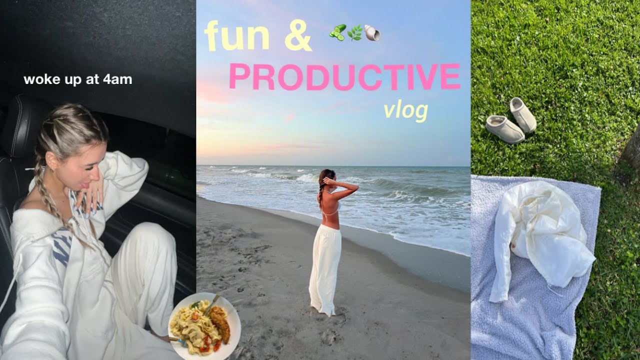 fun & productive VLOG: 4am beach days, healthy grocery + gloomy days, etc.🥥🧚‍♂️