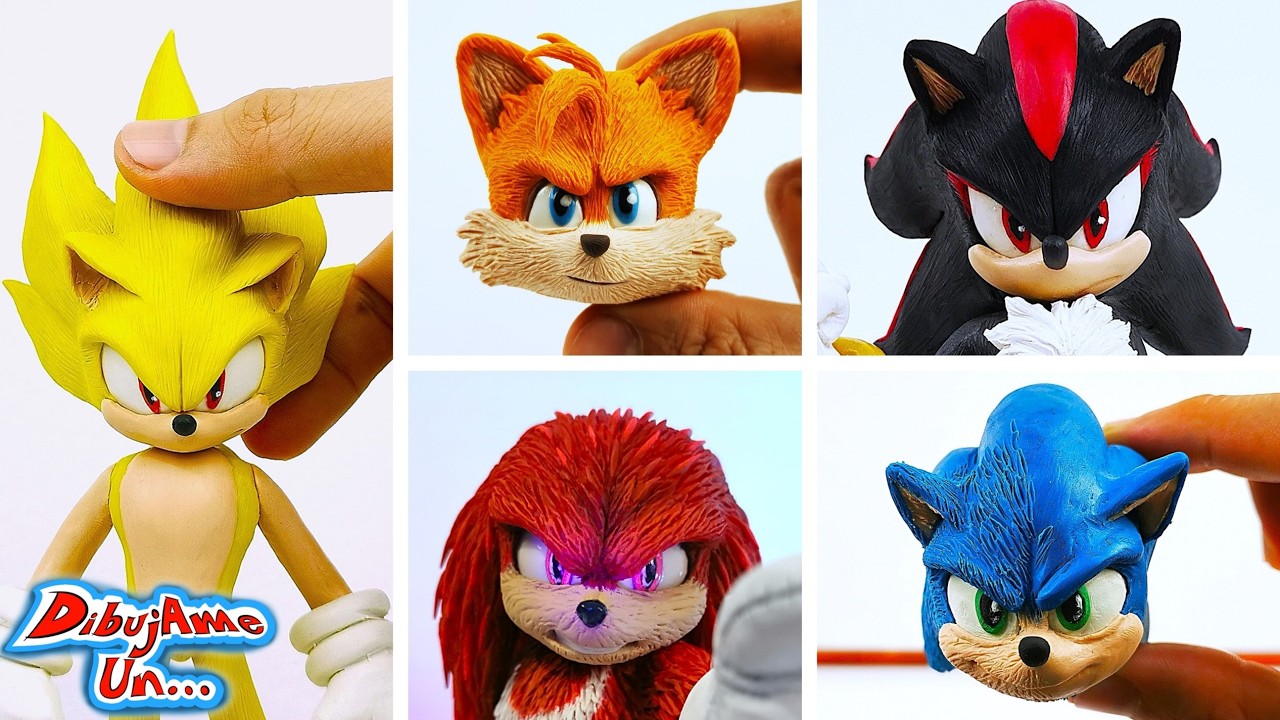 Como hacer a Sonic Tails Shadow Knuckles || Todas mis esculturas SONIC de plastilina || DibujAme Un