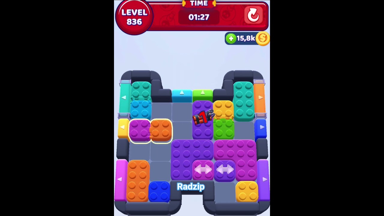 Radzip  - walkthrough color block jam level 836# rozwiązanie color block jam poziom 836