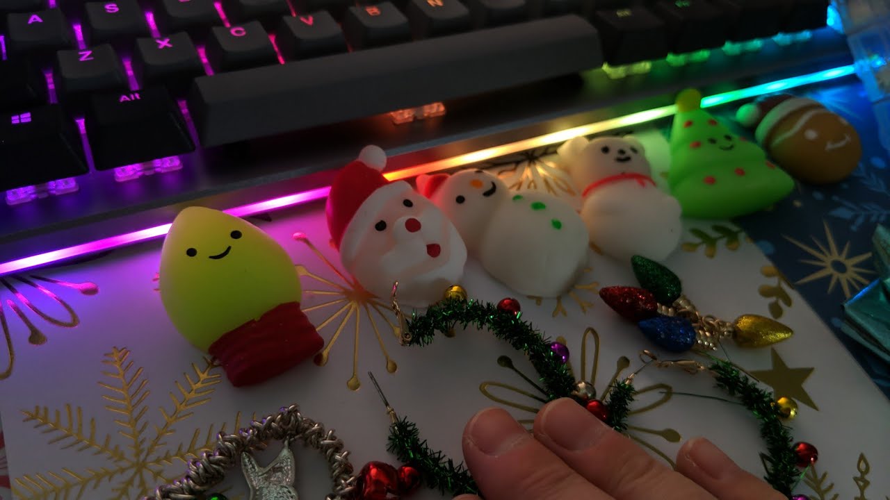 ASMR Mochi RACES | Xmass Version ~ with mouth sounds (Xmass Jewlery and items)
