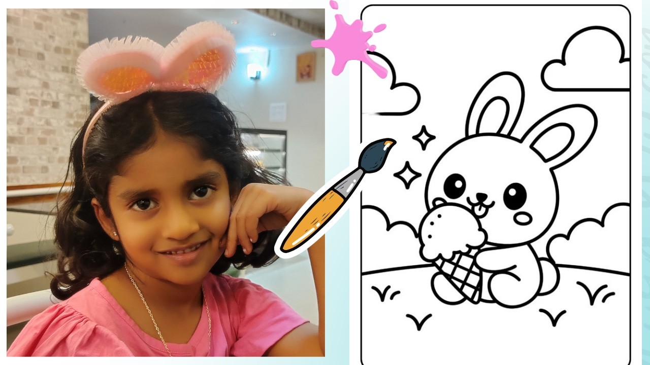 Amaira is Coloring Bunny | How to color a Bunny| Learn coloring with  Fun Kids Coloring Video 🎨