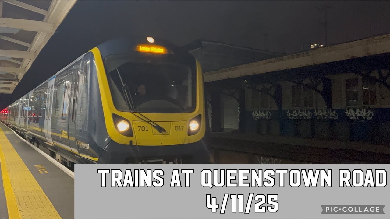 Поезда на станции Queenstown Road в Баттерси — 11 апреля 2025 г.